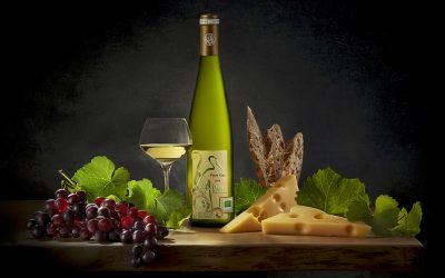 ambiance pour une bouteille de vin blanc d’Alsace